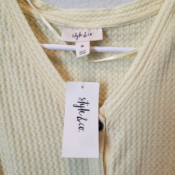 ♥ 2x$25 - Style & Co Tie-Front Top Soft Yellow - Picture 4 of 5